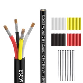 Matugajp 10awg 4 Wire Cable 10/4 Electrical Wire 4 Core Extension Cable 20 feet UL2464 DC 5V/12V/24V/300V 10 Gauge Oxygen Free Stranded Tinned Copper Wire