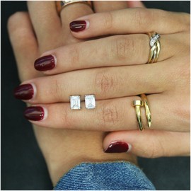 Verona Jewelers 925 Sterling Silver  Lab Created 2.00CTTW Emerald Cut CZ Stud Earrings 7x5MM