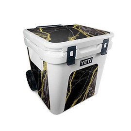 MightySkins Skin Compatible with Yeti Roadie 48 Wheeled Cooler - Black Marble Glitter | Protective, Durable, and Unique Vinyl Decal wrap Cover | Easy to Apply and Change Style | Made in The USA