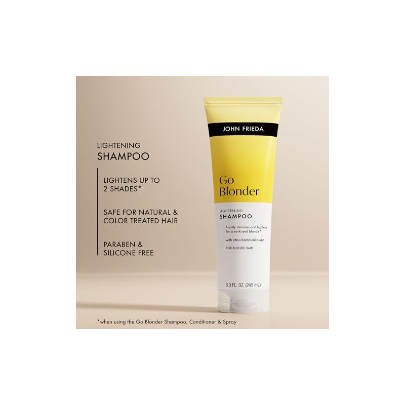 John Frieda Go Blonder - Champú aclarador, champú rubio, 8.3