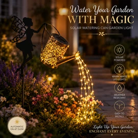 Solar Watering Can Light for Garden Decor – Outdoor Fairy String Lamp with Waterfall Glow for Pathways & Patios