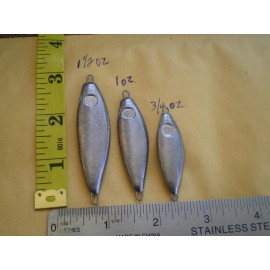 SHAD SPOON 40 PCS. SHAD LEAD SPOON FISHING JIGS, 3/4 OZ. W/STAINLESS S. WIRE EYE/UNPAINTED