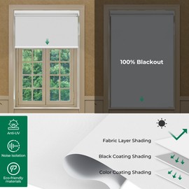 Allesin Motorized Roller Blinds with Remote Control for Windows, Blackout Automatic Shades with Quiet Motor, Dry Battery Powered Electric Blind (White 35" W x 72" H)