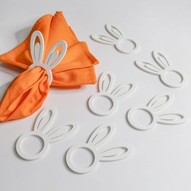 FEKIDO Easter Napkin Rings Set of 12,White Bunny Rabbit Wood Napkin Holder Ring for Spring,Wedding,Birthday,Family Gathering,Dinner Party,Wedding