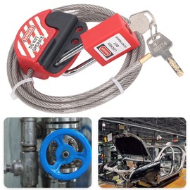 Adjustable Safety Padlock Set with Stainless Steel Cable Lockout, 38mm Lockout Tagout Lock and 2 Keys for Industrial Grade Lockout Kit, for Safety and Security