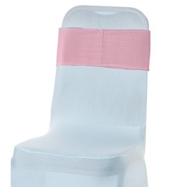 Trimming Shop Baby Pink Spandex Chair Band with Slider Buckle, Stretchy Fabric Chair Band Sash, Elastic Wedding Chair Cover Band for Chair Decoration, Wedding Party, Reception, Banquet, 10pcs