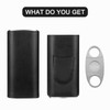 3-Finger Leather Cigar Case with Cutter Cedar Wood Lined Cigar