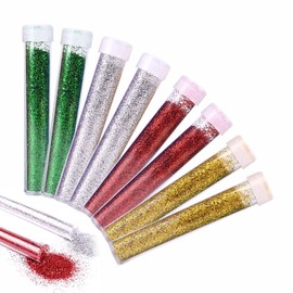 Glitter Tubes Safe Non Toxic Ultra Fine Set Kids Glitter Powder Shakers Tubes for Slime Body Nail Face Hair Eye Shadow Makeup Art & Craft Applications Assorted Colors (8Pack)