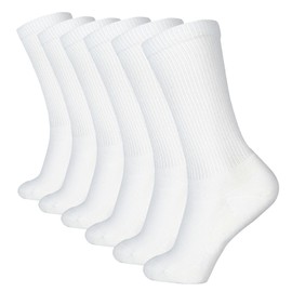 +MD Bamboo Viscose 6 Pairs Socks for Men and Women, Soft Casual Smell Control Cushioned Calf Crew Men Dress Socks 6White13-15
