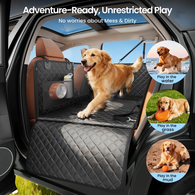 REEVAA 2.0 Hard Bottom Back Seat Cover for Large Dogs,