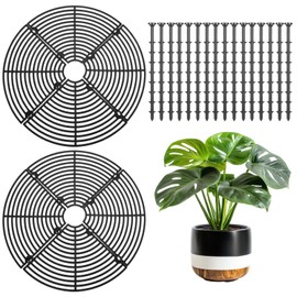 Bewudy 11.8 Inch Plant Pot Cover, 2 Pack Plant Covers from Animals with 16 Stakes, Indoor Plant Protector from Cats, Keep Cats Squirrels Out of Flower Pots for Indoor Outdoor Gardening(Black)