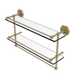 Allied Brass MC-2TB/22-GAL-SBR Mc 2 Tb Gal Inch Gallery Double Towel Bar Glass Shelf, 22 Inch, Satin Brass