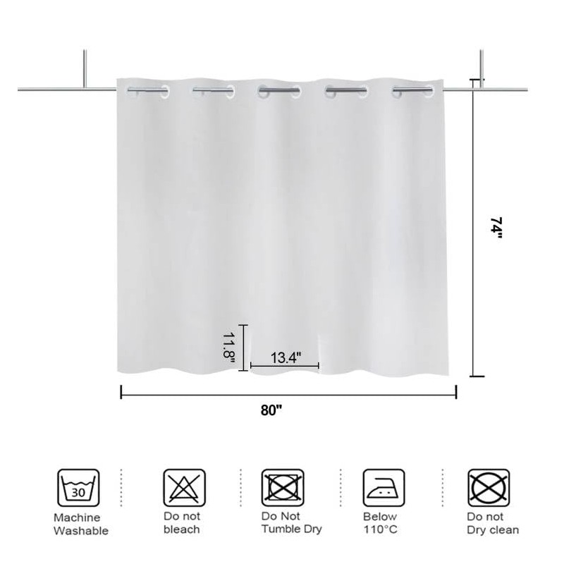 YISURE Split Shower Curtain for Bath Sliding Transfer Bench, White