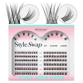 BEYELIAN CDD01+ CDD09 Individual Eyelashes, Cluster Eyelashes, 144 Pieces, 10-16 mm C Curl Cluster Lashes, DIY Eyelash Extensions, Individual Lashes at Home, Super Thin Band
