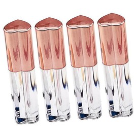 BIUDECO 4Pcs Transparent Empty Lip Gloss Containers with Wand Lipstick Tubes for DIY Lipstick Convenient and Reliable for Daily Use Rose Gold Design