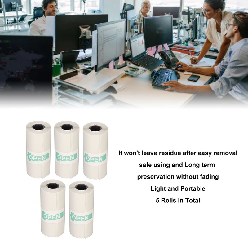5 Rolls Adhesive Thermal Paper 2.2in Long 1in Wide Printing