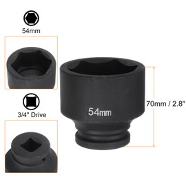 HARFINGTON 6-Point Impact Socket 3/4" Drive 54mm Metric 40Cr Alloy Steel Spindle Axle Nut Impact Socket