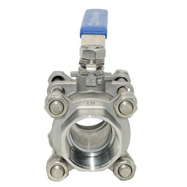 DAN SPEED NPT 3-Piece Stainless Steel SS304 Ball Valve, Industrial Grade, Blue Handle (1-1/4 inch)