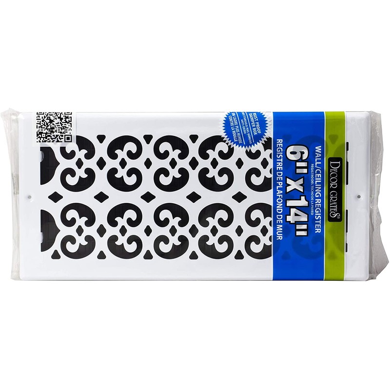 Decor Grates S614W-WH 6" by 14" Painted Wall Register, White