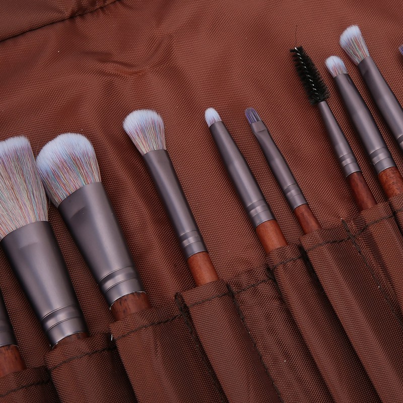 11pcs Artificial Fiber Brush Hair Wooden Handle Facial Makeup Brushes
