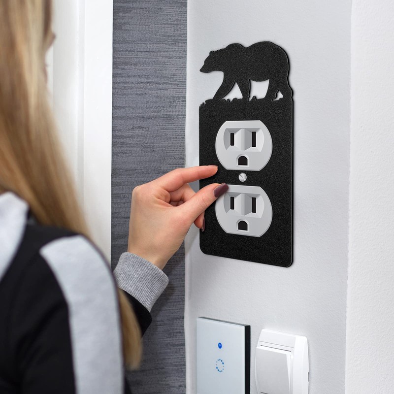Kingdder 24 Pcs Metal Bear Light Switch Cover Moose Tree
