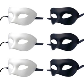 LECMACY Masquerade Ball Mask for Men Women, Venetian Rome Half Face Eyes Masks Mardi Gras Themed Party Costume Cosplay Sets, 3W+3B
