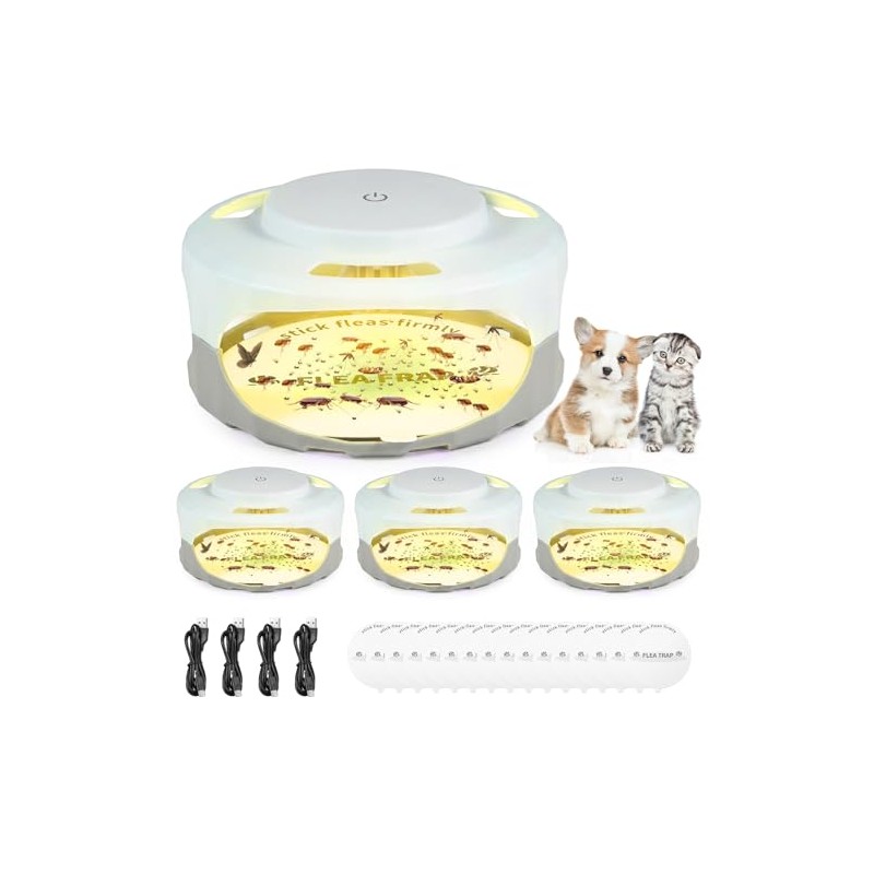 4 Pack Flea Traps for Inside Your Home,Dual Light Flea