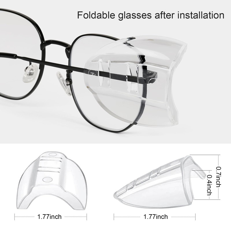 YunTuo 2/4/6/10 Pairs Glasses Side Shields for Eye Glasses,Safety Glasses