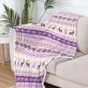 BSRAMZ Christmas Throw Blanket Purple Beige Winter Xmas Tree Dear