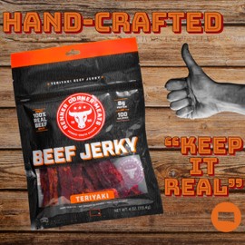 Renner Corner Jerky's Teriyaki Beef Jerky (4oz) - 100% Natural, Handcrafted Premium Beef, Made in South Dakota, No Additives or Chemicals, Cured in Smokehouse, Never Processed