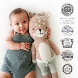 cuddle + kind Elliott The Fawn Regular 20" Hand-Knit Doll – 1 Doll = 10 Meals, Fair Trade, Heirloom Quality, Handcrafted in Peru, 100% Cotton Yarn