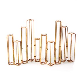 Two's Company Lavoisier Hinged Flower Vases, 11.75-inches Height, Metal, Gold, Set of 3, Home Décor