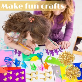 Srup Pack of 200 8 mm Round Head Clips, Mini Brads Paper Closures, Pattern Clips for Card Making, Metal Scrapbooking Pattern Clips, Gold Pattern Bag Clips (Round Head, Five-Pointed Star)