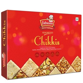 Jabsons - Assorted Chikki Premium Sweets (400g), (Peanuts, Sesame, Cashew, Almond, Coconut Brittle)