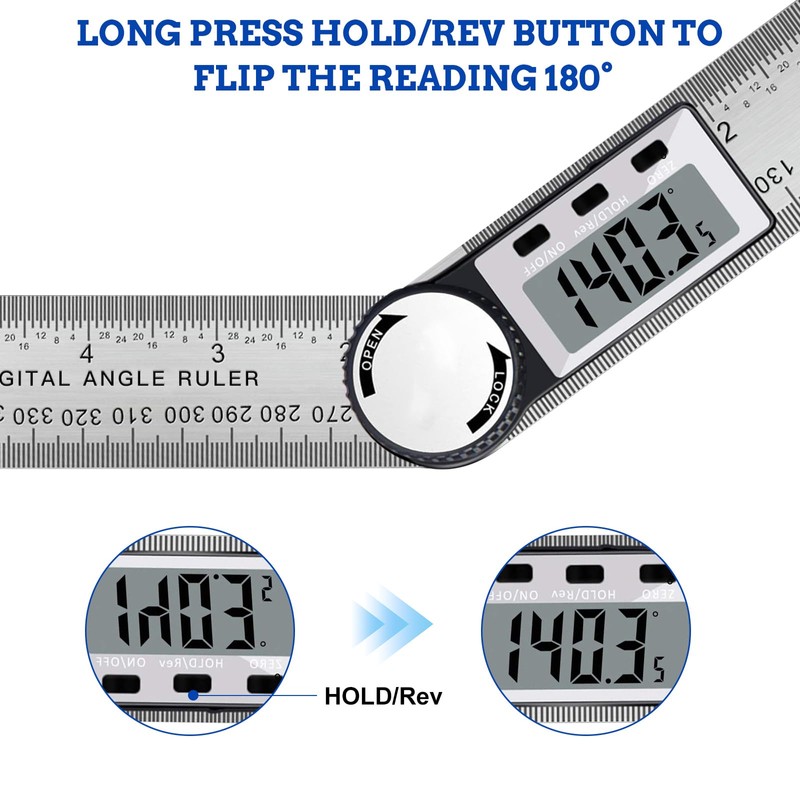 Digital Angle Finder Tool - 360° Steel Angle Ruler Digital
