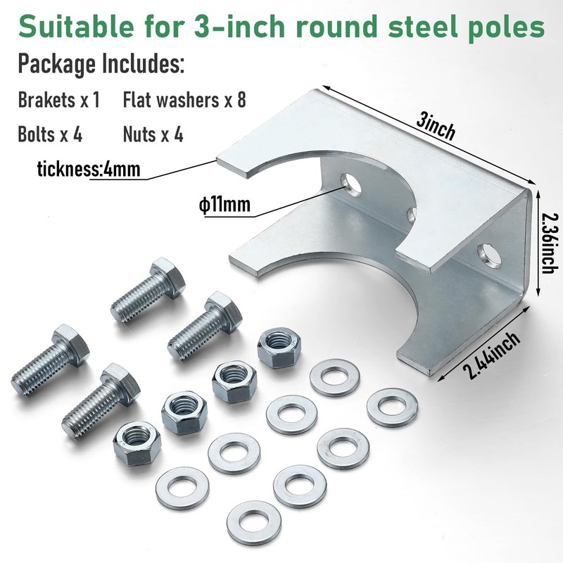 Zonon Round 3 Inch Post Adapter Brackets Galvanized Steel Post