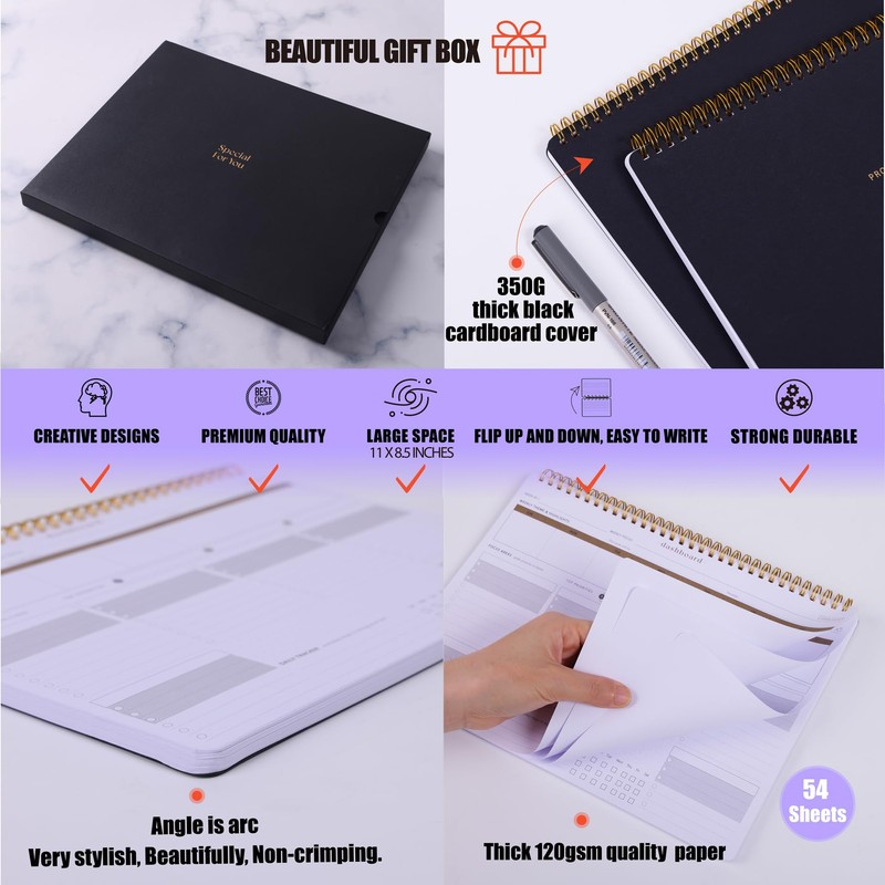 ZERONE CENTRE Productivity Weekly Planner - 54 Sheets Dashboard Spiral