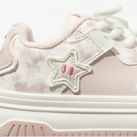 Star Shoes Walking Sneakers for Women Pink Fuzzy Lined Platform Low Top Round Toe Sneakers with Cute Plush Pink Stars US5.5-8 (Pink,5.5)
