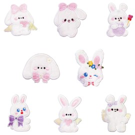 8Pcs Cute Rabbit Applique Patches Vivid Rabbit Embroidery Patches Attractive Funny Sew On Applique Patches for Repair Decoration DIY T-Shirt Jeans