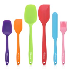 NileHome Silicone Spatula Set Food Grade Kitchen Utensils with Silicone Brush Heat Resistant BPA-free Rubber Spatula for Scraping, Baking, Cooking, Mixing, Multicolor(6pcs)