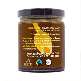 Zen Bear | Honey Cocoa Chaga | A Light Chocolate Cocoa Drink That is Also Good For You | 8 Oz Jar