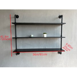 HDDFER Industrial Pipe Shelf Shelving Bookcase, Wall Mounted Rustic Bookshelf, Floating Bookshelves for Wall,Retro Wood Metal Pipe Industrial Shelves for Living Room