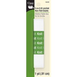 Dritz 9322W Knit Non-Roll Elastic, White, 3/4"
