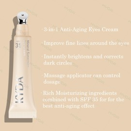 KYDA Mineral Sunscreen Eye Cream, 3-in-1 Anti-Aging Eye Cream, SPF 35, for Dark Circle and Fine Lines, Medium