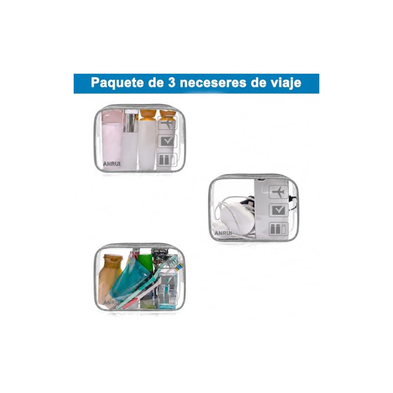CGBE Set de 3 Neceseres de Viaje Impermeables - Transparente