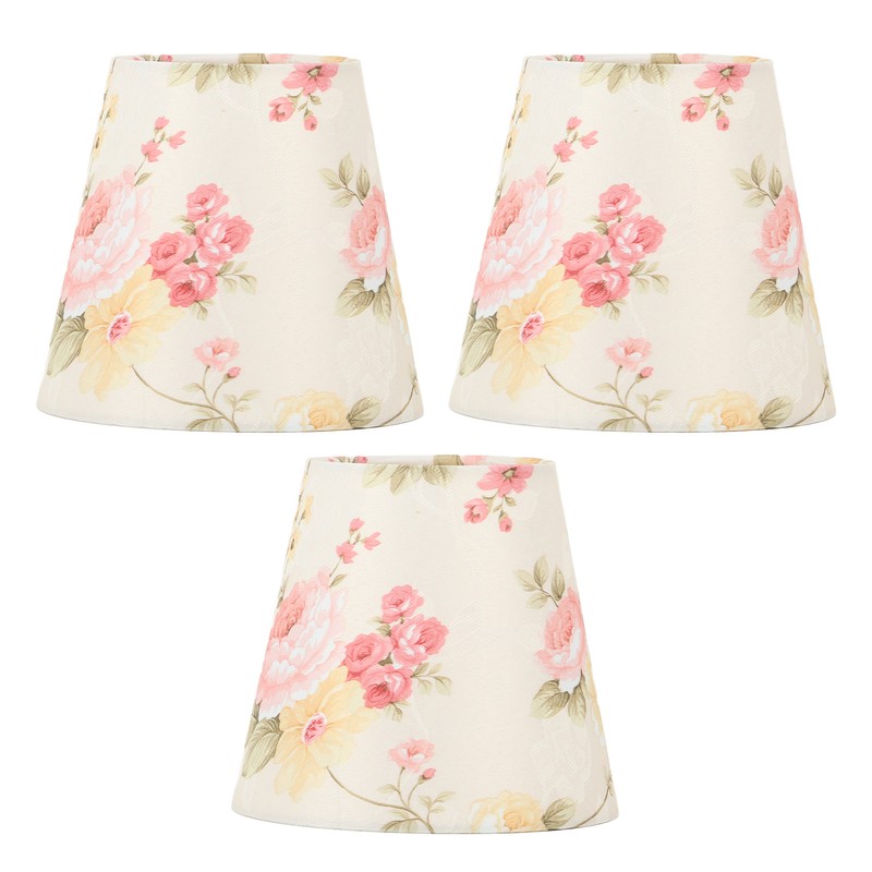 Cloth Lamp Shade Flower Pattern Clip On Bulb Lampshade for