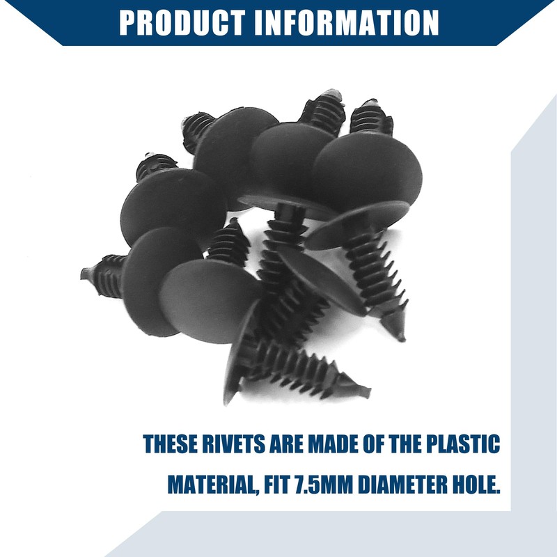 Hihaha 7.5mm Hole Retainer Clips Plastic Drive Rivets Mud Flaps