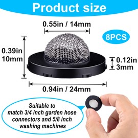 DC,CLISENCE 8pcs Garden Hose Filter Washers, Fits 5/8" Washing Machine, 3/4 Inch Water Hose Connector, Stainless Steel Inlet Hose Coupling with Screen, for Bathroom, Garden