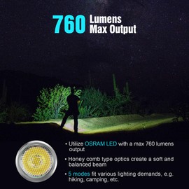 LUMINTOP AA Flashlight - 760 Lumens, Silver Fox 5 Modes, Strong Magnetic Tailcap, Perfect for Outdoor Adventure, Camping, Hiking, Emergencies, and Everyday Carry with AA Type-C Rechargeable Battery