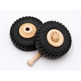 JOWE® Wooden Wheel 72 mm with Rubber Profile | Wooden Wheel Made of Beech with Rubber Tyres 72 mm x 27 mm Pack of 2